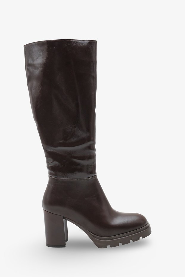 Women's Thick Heeled Boots Cetta Brown Rustic