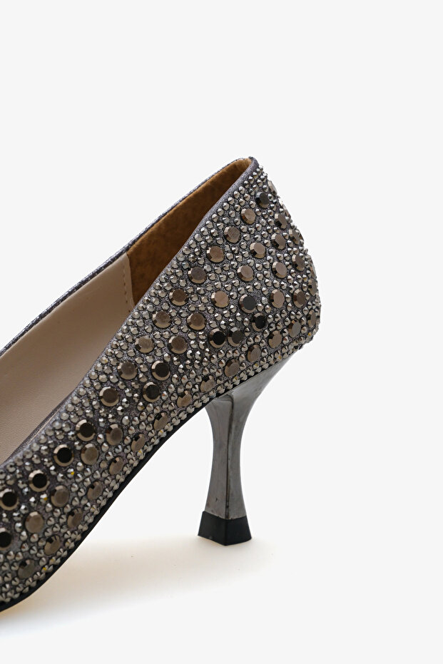 Dica Women's Evening Dress Shoes with Stone Heels - Platinum Stone