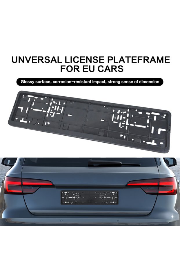 black 1pcs 1 Pcs Open Size Black European License Plate Frame Auto Accessory Waterproof Holder with