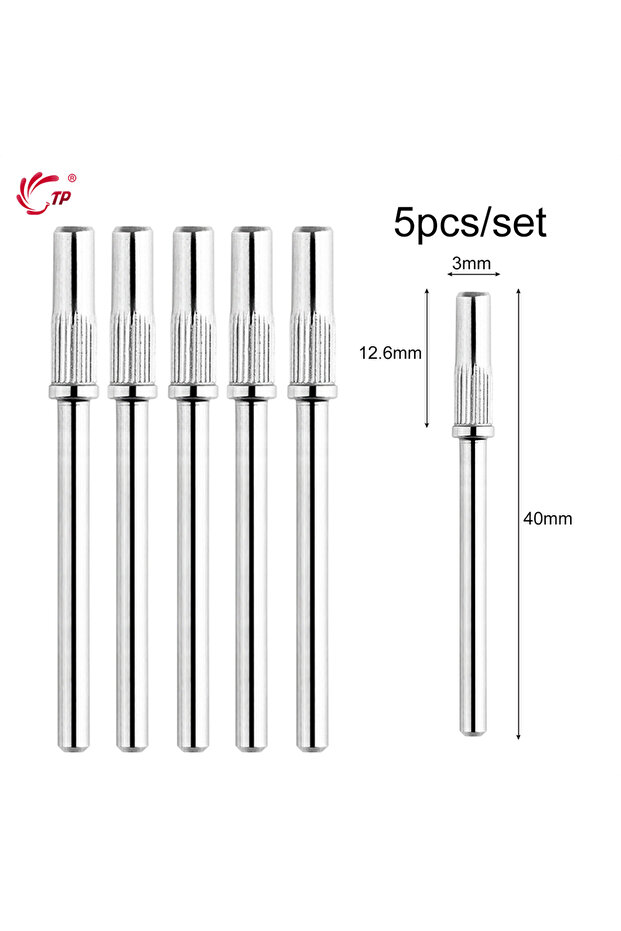 5pcs TP 5pcs 3mm Mandrel Bit For Nail Sanding Bands Stainless Steel Manicure Sandpaper Ring Holder 3