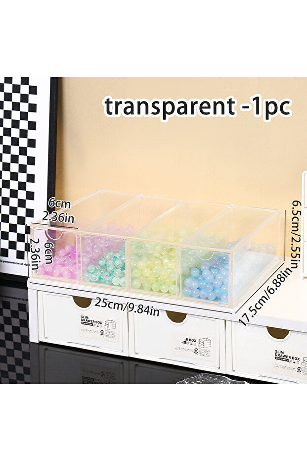 transparent 1pc Desktop 1-Layer 4-Panel Bracelet Organizer Suitable for Jewelry, Hair Accessories, D