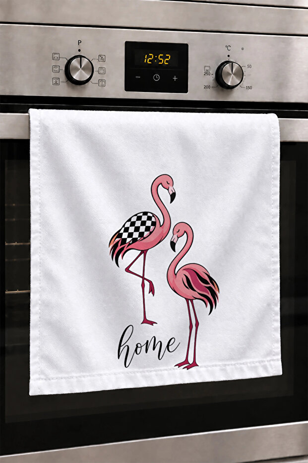 Hand Drying Towel 30X50Cm Cotton Absorbent Checkered Flamingo for Kitchen, Oven