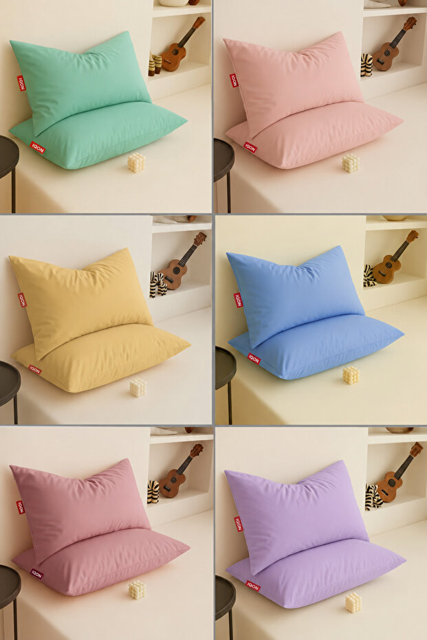 Pillow Case 12 Pieces | Mint | Salmon | Yellow | Blue | Dried Rose | Green |