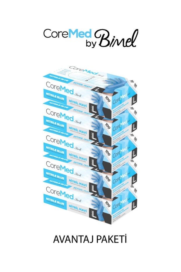Nitrile Blue Powder-Free Examination Gloves L - 5 Packs of 100