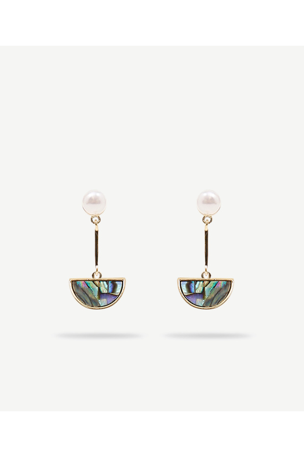 Minimal Earrings with Colorful Shell Detail