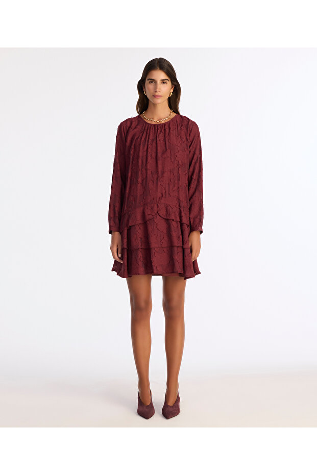 Plain Crew Neck Long Sleeve Dress