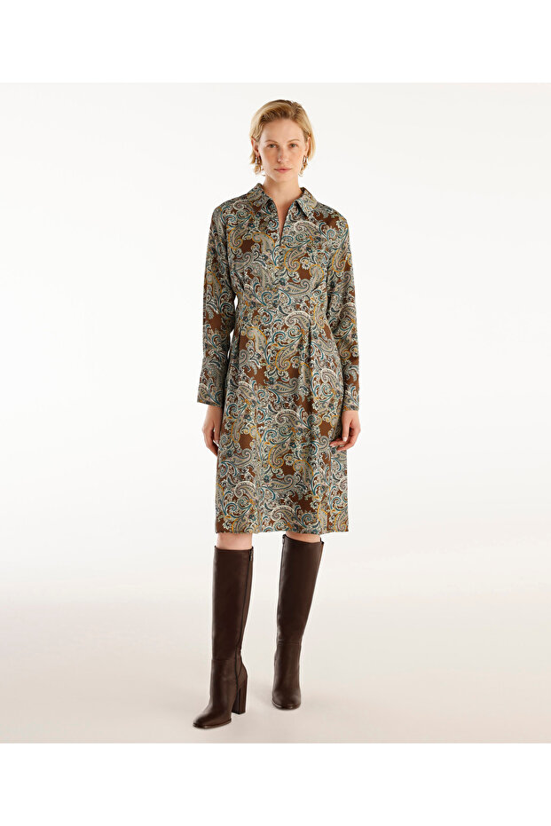Long Sleeve Zippered Dress with Pens