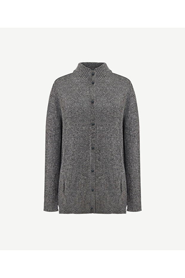 Regular Stand Collar Long Sleeve Cardigan