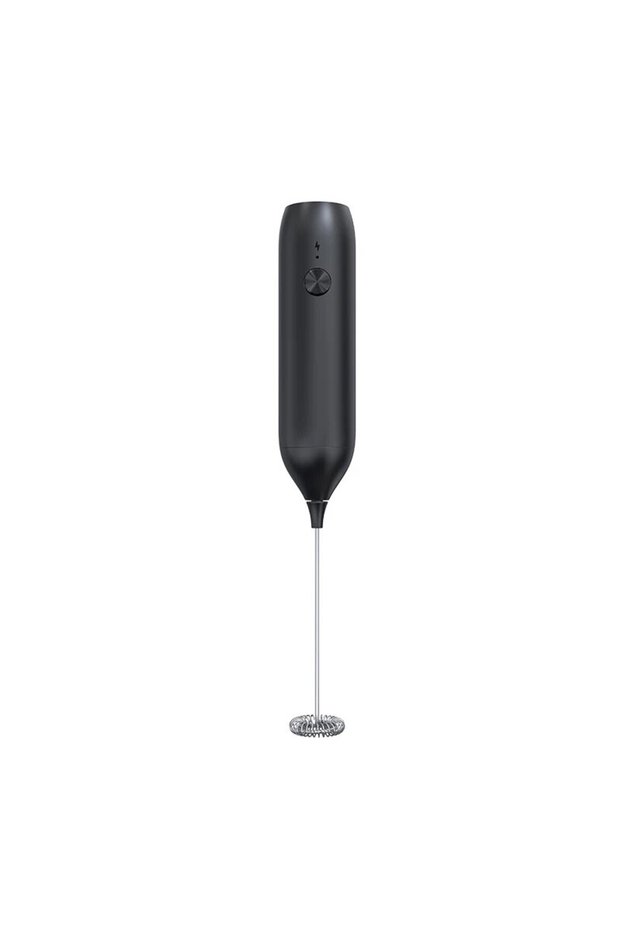 Black Electric Milk Frother Coffee Frother USB-C Rechargeable Electric Whisk Powerful Mini Drink Mix