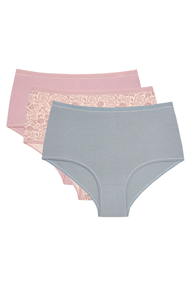 Rose Ceremony Floral Patterned High Waist 3-Piece Slip Panties