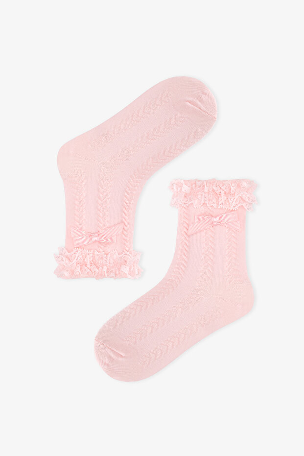 Girl's Pink Lace Socks