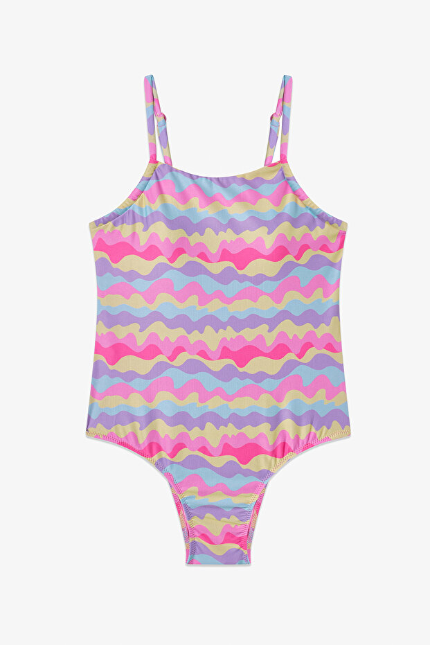Girl's Wave Striped Swimsuit