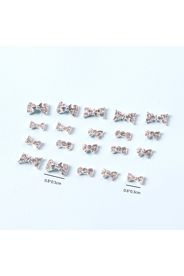 20PC-DMIX-265 20PCS Mix Alloy Bow Heart Butterfly Nail Art Bow Charms Accessories Parts For Manicure