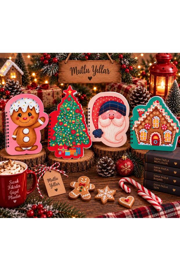 New Year's Pattern Mini Shaped Notebook Set of 4 2
