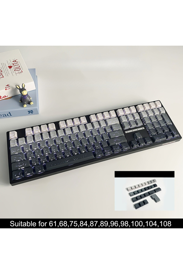 135Polar Day Red Contour Side Printed Shine Through Keycaps Cherry Profile Double Shot PBT Keycap fo