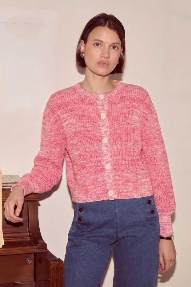 3X2 Crew Neck Cotton Cardigan