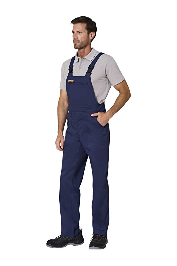 Men's Navy Blue 100% Cotton Gardener Overalls with 5 Pockets, Adjustable Straps, Durable Workwear