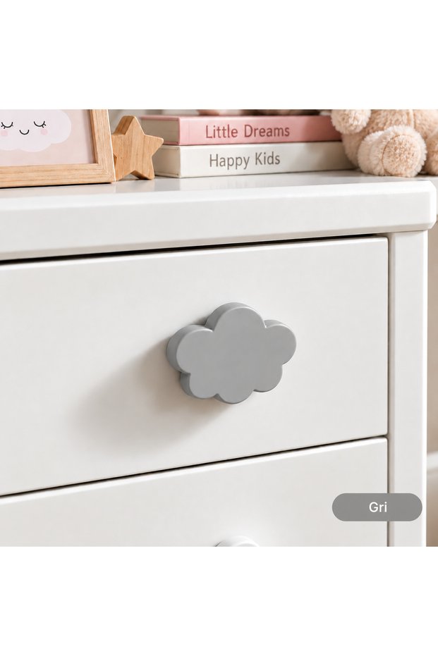 Tiny Gray Cloud Handle - Width 4.5 cm Length 4 cm Baby Kids Teen Room Handles Cabinet Drawer Furniture Handle
