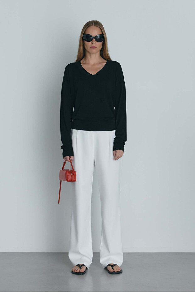 White Dalie Pleated Trousers