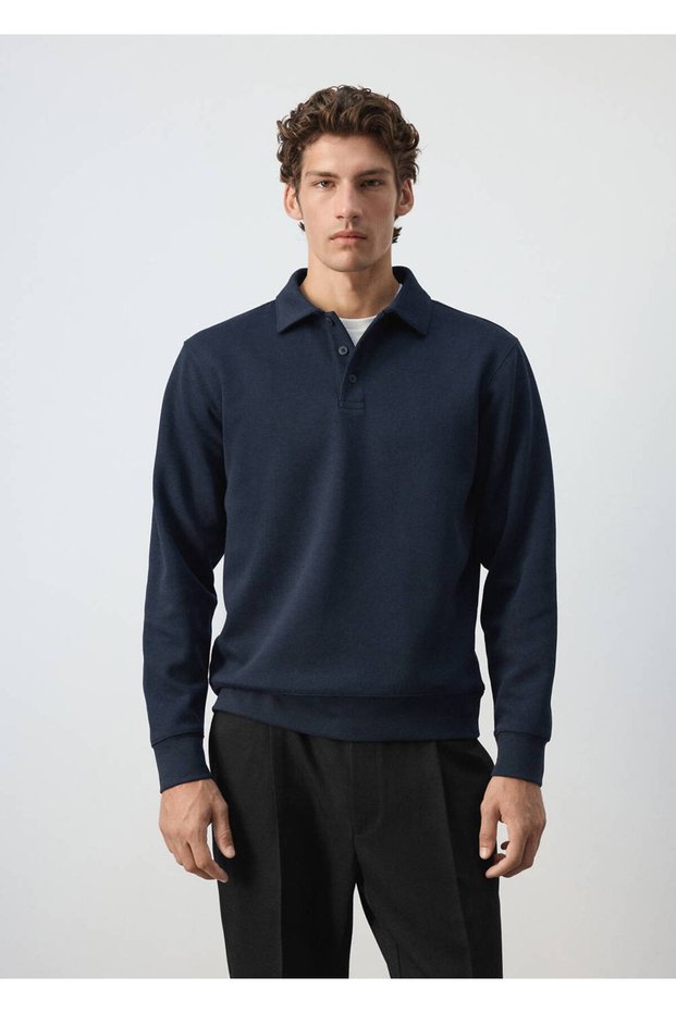 Regular fit polo yaka sweatshirt