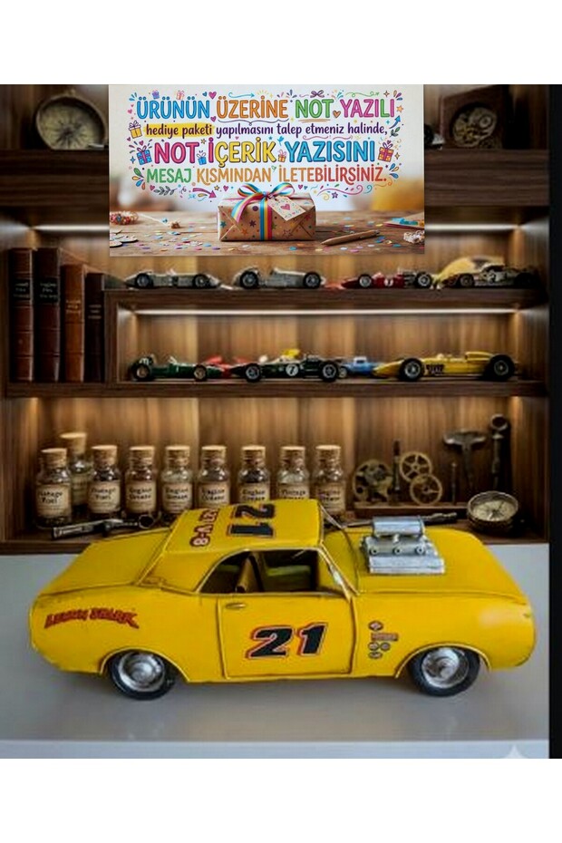 28 cm Nostalgic Metal Classic Racing Car - Lemon Shark Series (if You Wish, You Can Write Any Note You Want on the Gift Package and It Will Be Sent)