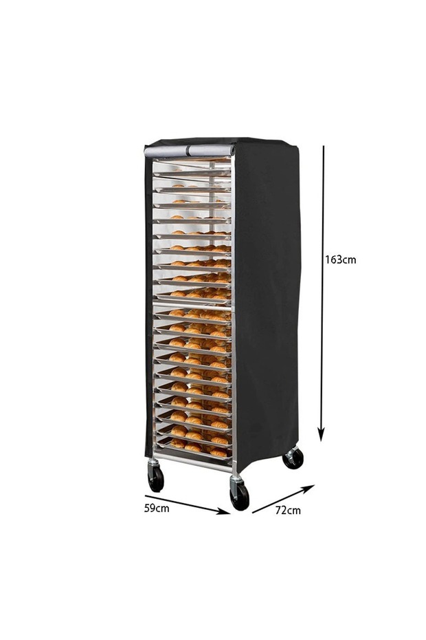 59x72x162cm black 210D Oxford Cloth Water and Dust Proof Bread Rack Dust Cover Bakers Use Cloth Cove