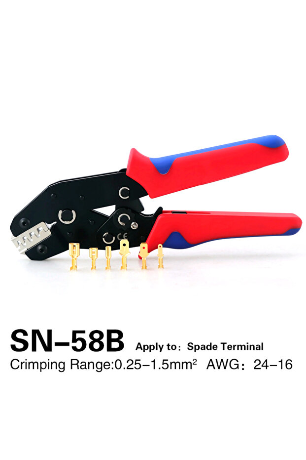 SN-58B Professional Labor-Saving SN-58B Crimping Pliers Compatible with 6.3/4.8/2.8mm Spade Terminal