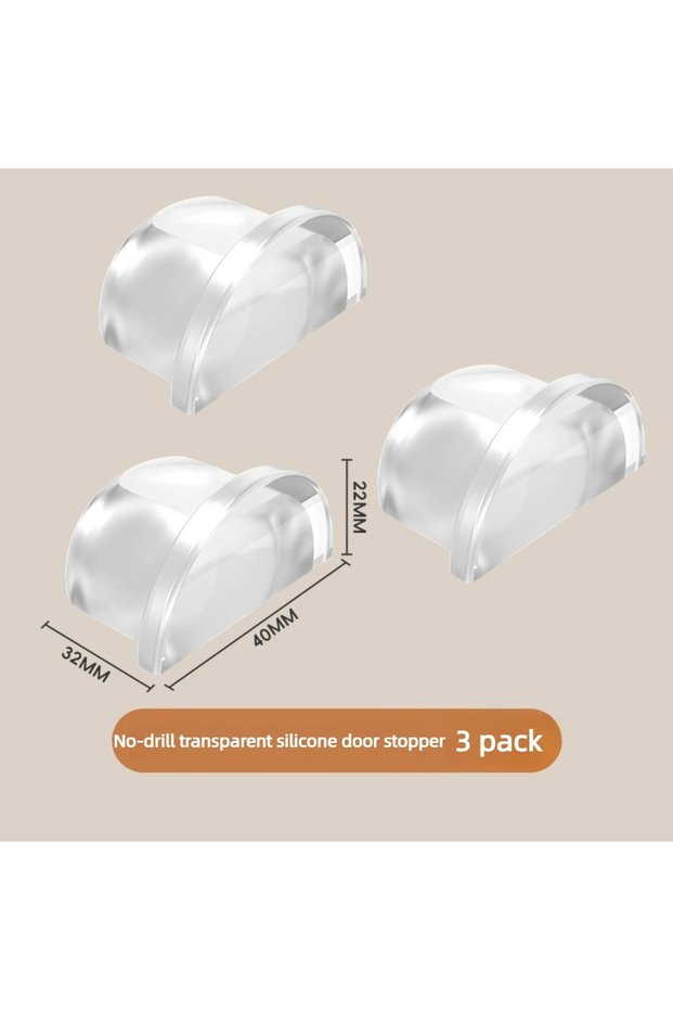 3PCS Transparent Transparent Self Adhesive No Drill Door Stopper for Wall Floor Furniture Protection