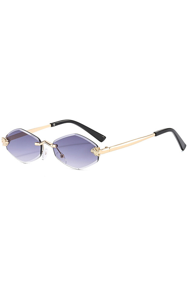 C2 Luxury Polygon Sunglasses for Women Hipster Irregular Rimless Sunglasses Ladies Small Metal Frame
