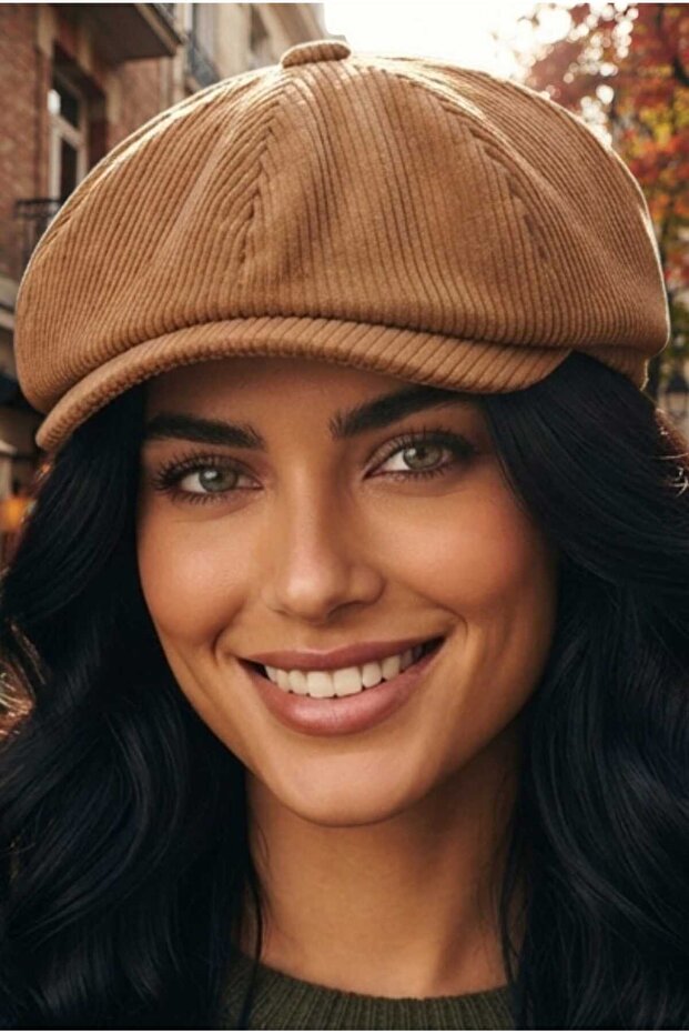 Women's Corduroy Cap with Elastic Back