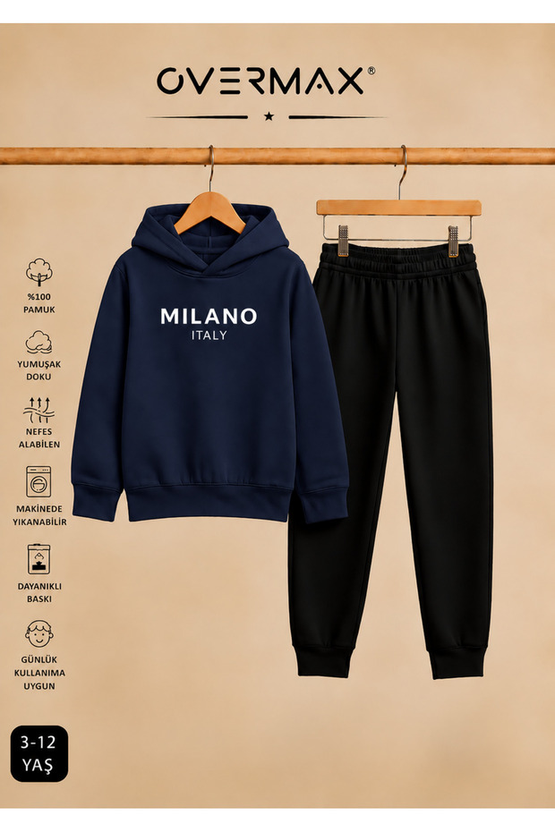 Milano Printed Hooded Children's Tracksuit Set | 3-12 Years Old