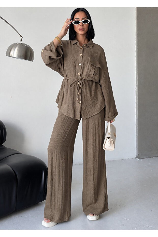 Dark Brown Shirt and Pants Set - 2Y51311