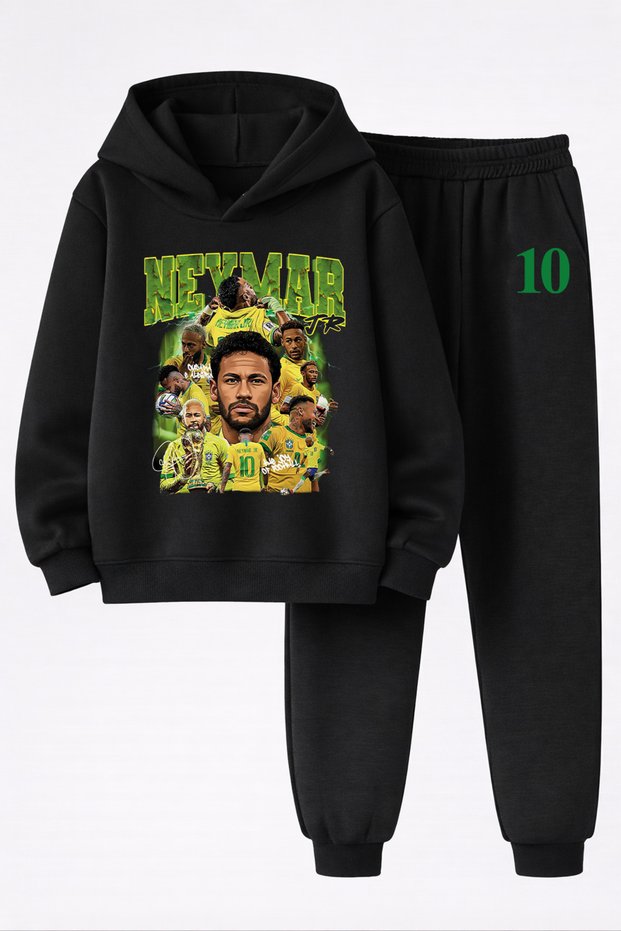Neymar Jr. Printed 3-Yarn Quality Sweatshirt and Trackpants Kids' Top-Bottom Set