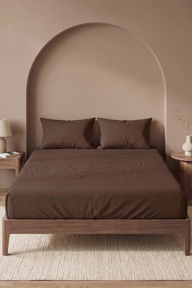 Brown Double Cotton Flat Sheet