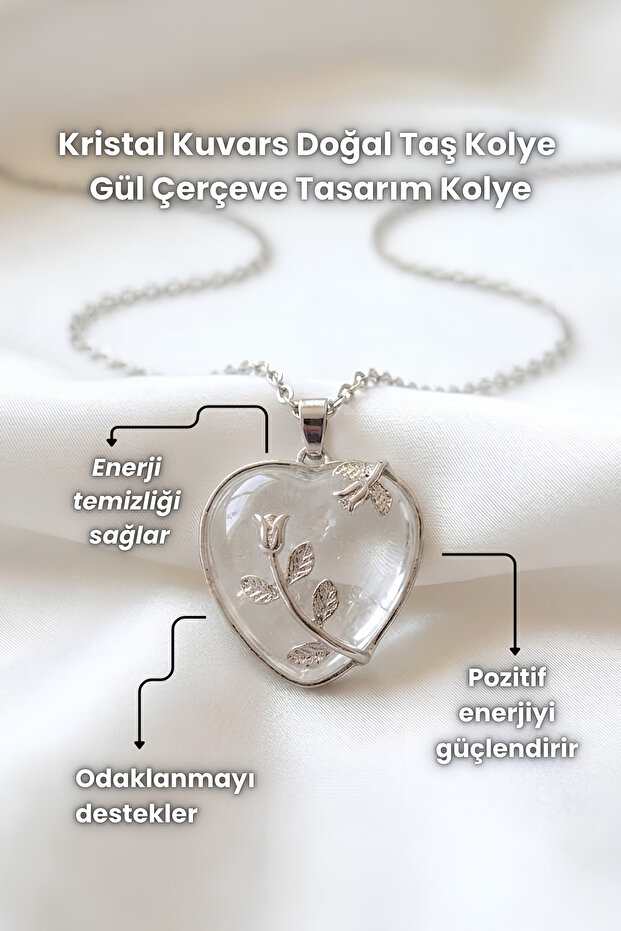 Pink Quartz, Crystal Quartz Natural Stone Pendant Rose Frame Design Pendant