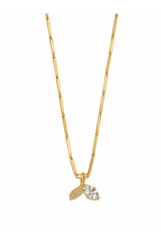 Gold Color Stone Whale Tail Figured Necklace