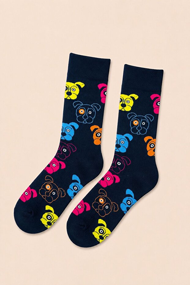 Colorful Dog Patterned Unisex Socks 🐶 💙