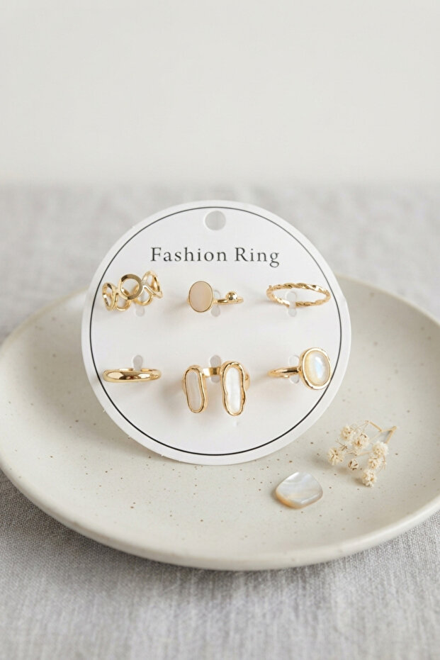 Gold Color Brass 6-Piece Ring Set Byk4299
