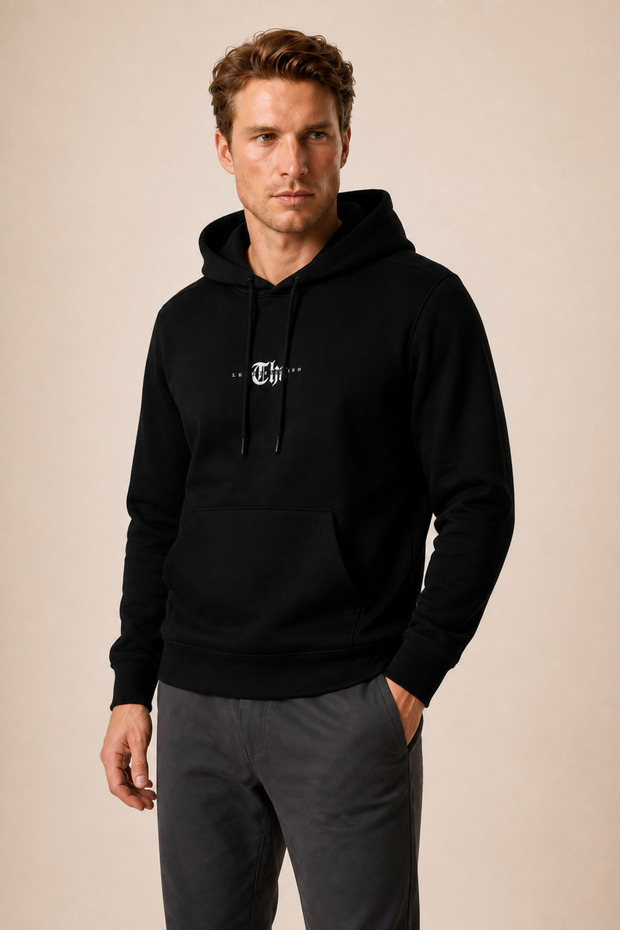 Thenk New Season Men's Regular Fit Hooded Sweatshirt Black