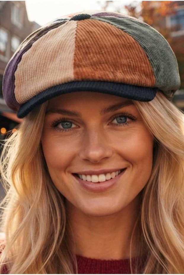 Women's Colorful Corduroy Cap with Elastic Back
