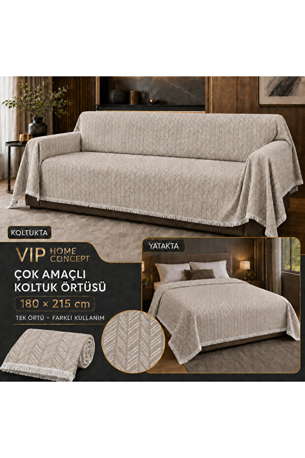 Multi-Purpose Sofa Cover 180 × 215 cm Tufted Woven Sofa Throw and Bedspread
