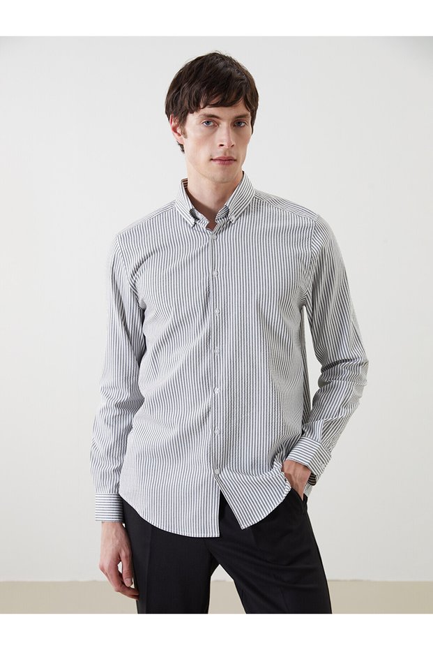 Trendlucky regular fit long sleeve striped men's shirt