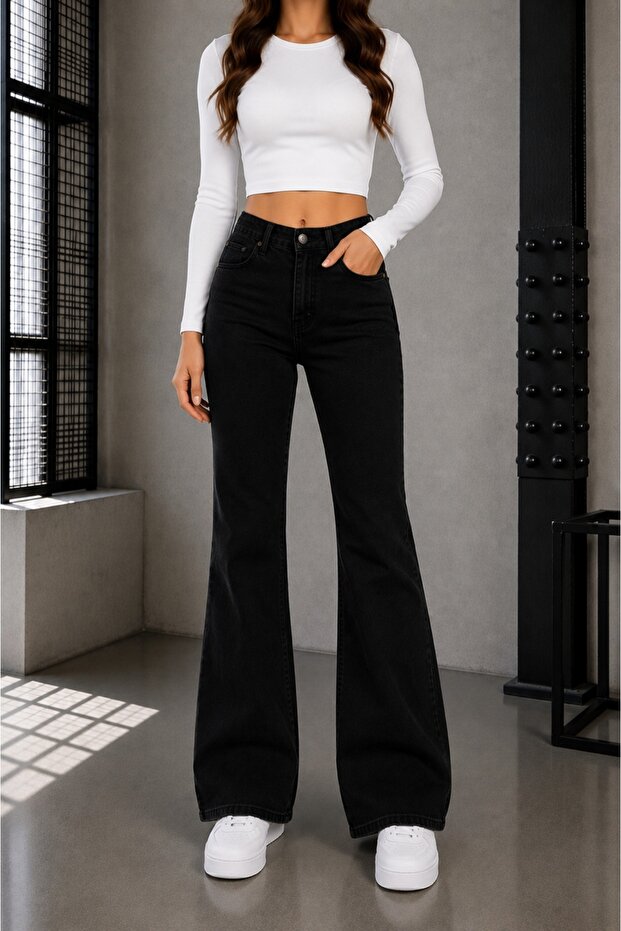 Neex Jeans Spanish Jeans High Waist Colorfast Black Spanish Jeans (Lycra)