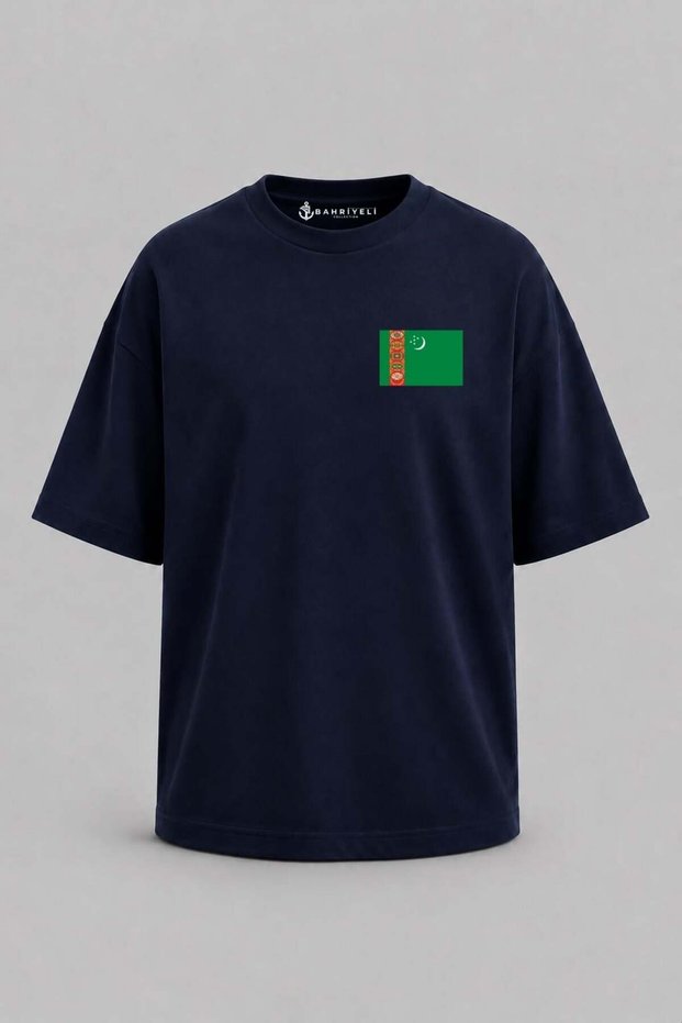 Oversize Turkmenistan Flag Pocket Printed Unisex T-Shirt
