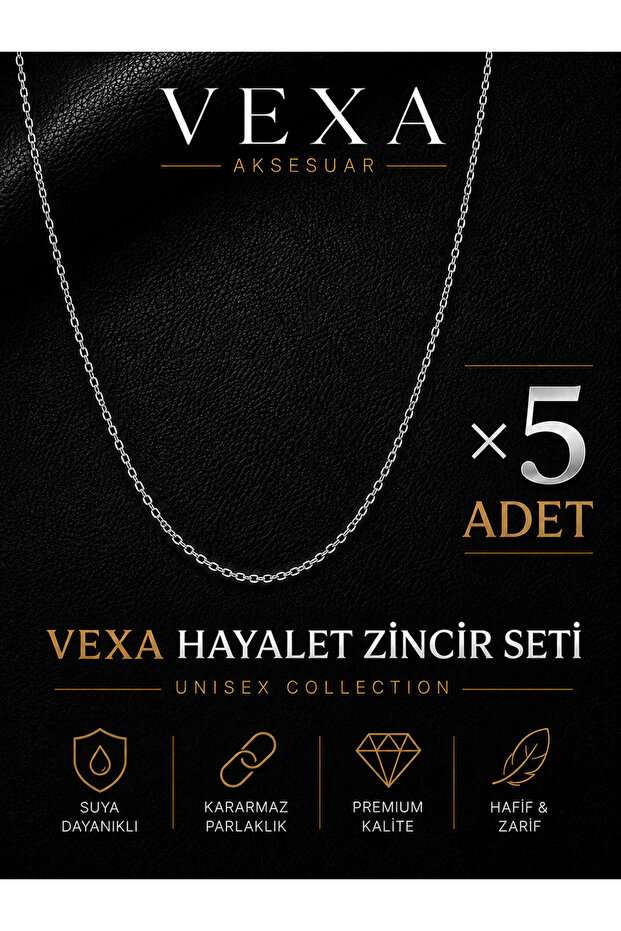 5Pcs Wholesale Ghost Chain Necklace Set Silver Color 316L Stainless Steel Thin Unisex Necklace