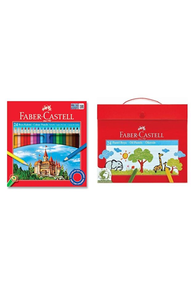 School Painting Set 24 Colors Dry Paint and 24 Colors Pastel Paint with Plastic Bag