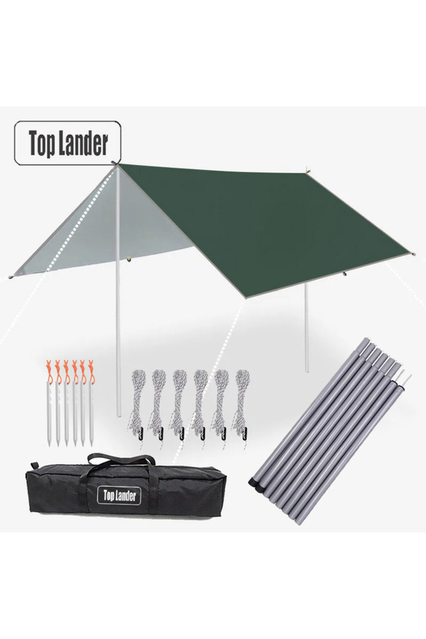 3x4m Green Tarp Set 4x4m 5x3m 4x3m 3x3m Ultralight Waterproof Tarp Tent Large Camping Awning Sun She
