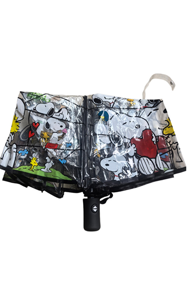 Snoopy-Automatic Snoopy Woodstock cartoon creative automatic umbrella two-dimensional animation peri