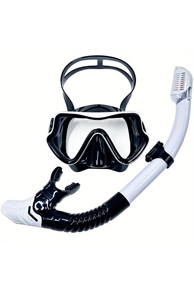 BlackWhite Diving Mask Snorkel Set For Adults Tempered Glass Professional Panoramic Scuba Snorkel Ge