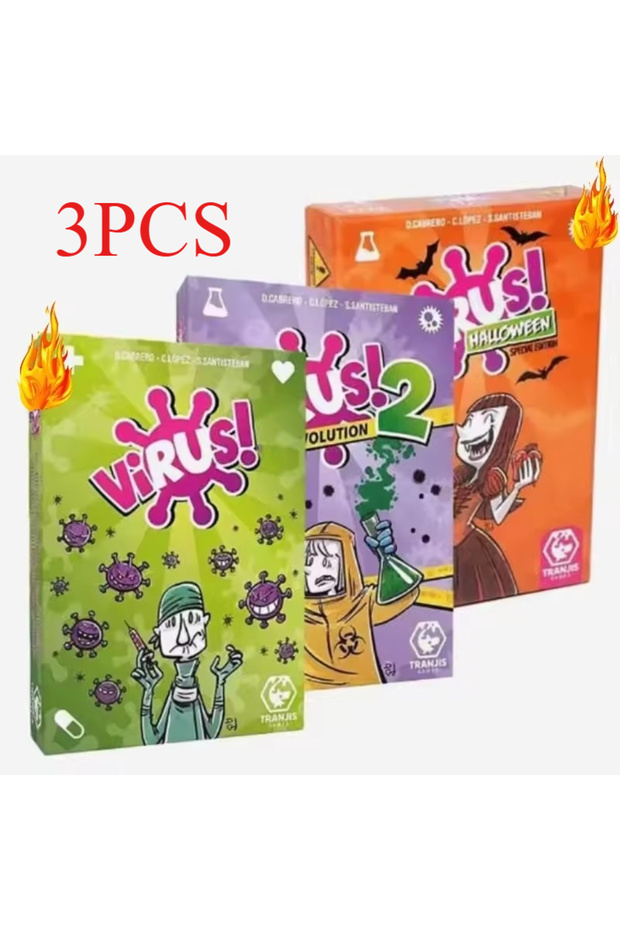 G-3PCS Family Strategy Card Game Set Virus Series 1&2 & Halloween Adult Party Board Game Youth Group